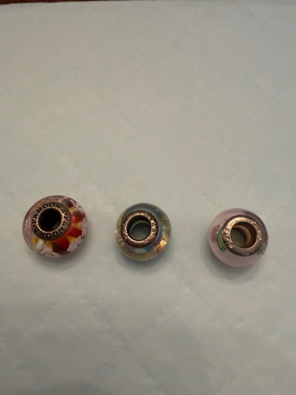 Pandora Multicolor Glass Charm Set - Red Pink Blue